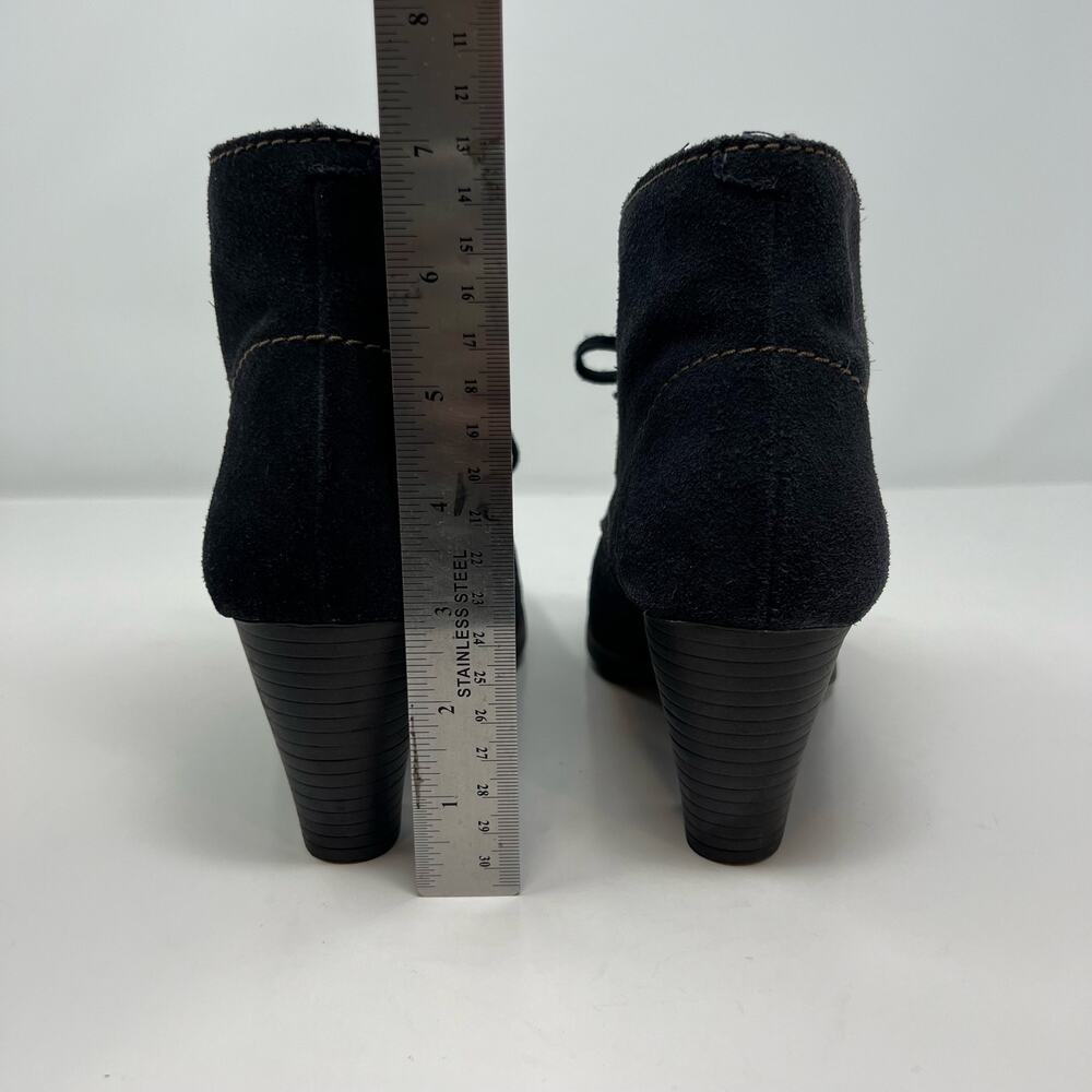Clarks Booties Women's 8.5M Dark Blue Suede Leather Lace-Up Heel Preppy Romantic - Picture 8 of 11